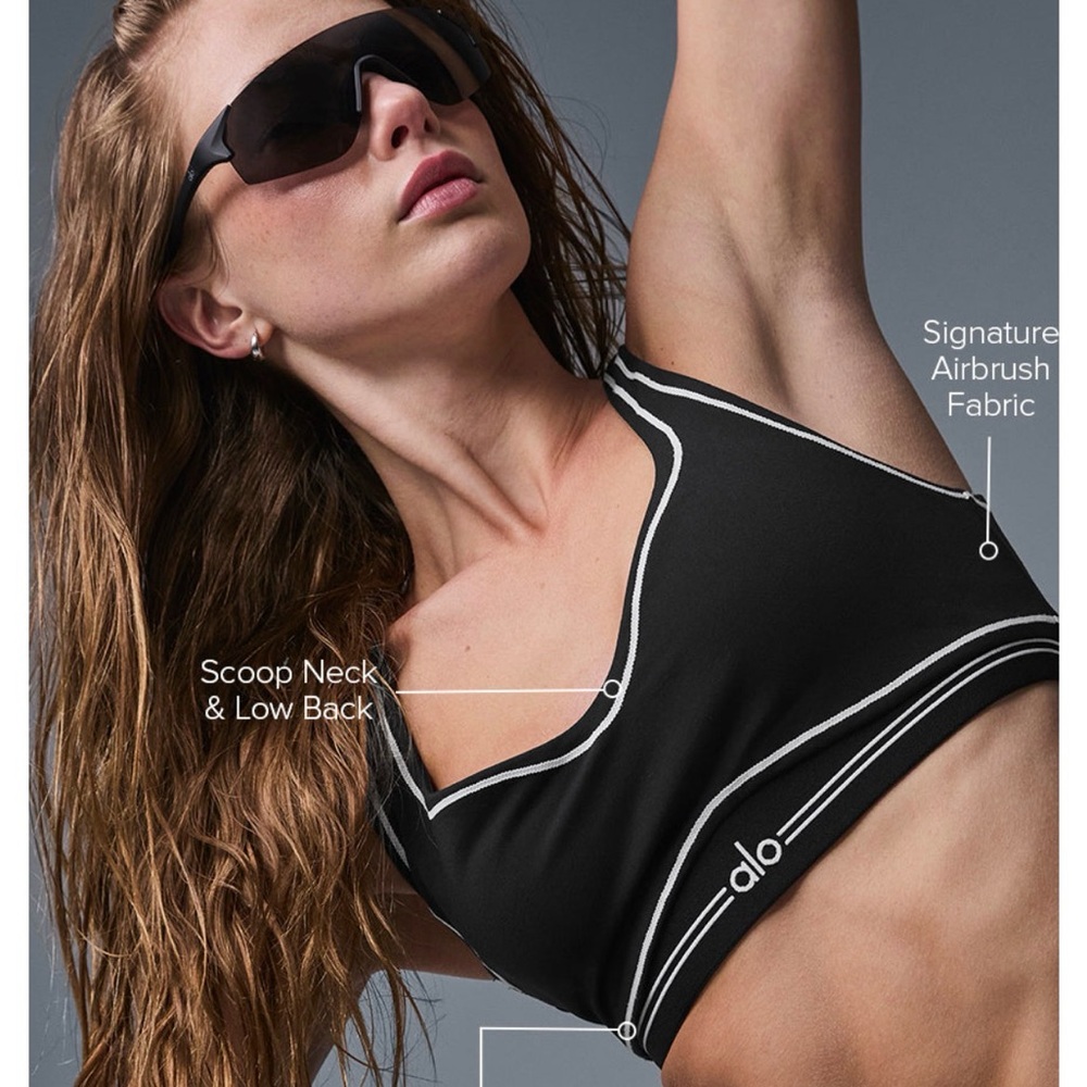 ALO heart throb airbrush bra black/white